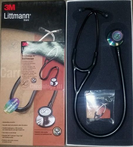 3M Littmann Cardiology III, Stethoscope, Black Color. Rainbow Finish 3152RBW 27&#034;