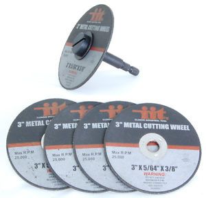 3&#034; Metal Cutting Wheels w/ 1/4&#034; Mandrel, 5pc #80210