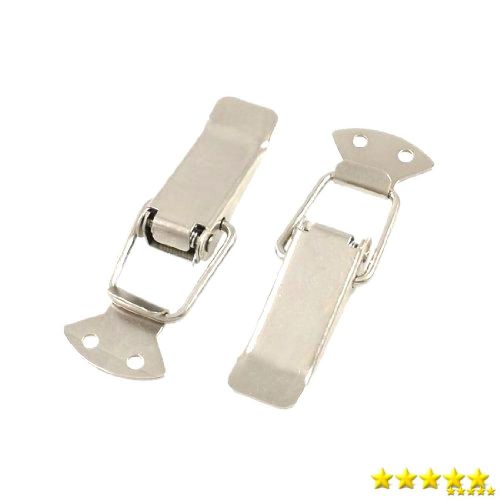 4.3&#034; Long Silver Tone Metal Pull Down Loop Draw Latch 2 Pcs, New