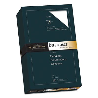 25% Cotton Business Paper, 20lb, 95 Bright, 8 1/2 x 14, 500 Sheets