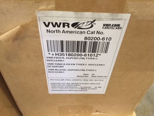 Vwr signature frocks /tyvek isoclean material 80200-610 3x-large white box of 30 for sale