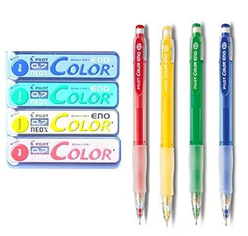 Pilot color eno neox mechanical pencil lead, 0.7 mm , 4 color set (red, yellow, for sale