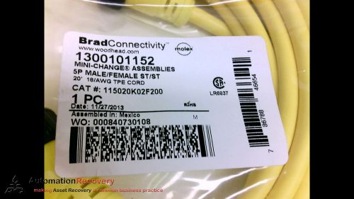 BRAD CONNECTIVITY 115020K02F200 5 PIN MINI-CHANGE CORD SET, NEW