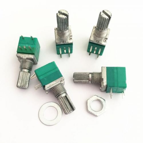 5pcs b10k audio amplifier sealed potentiometer 15mm shaft 5-pin with switch new for sale