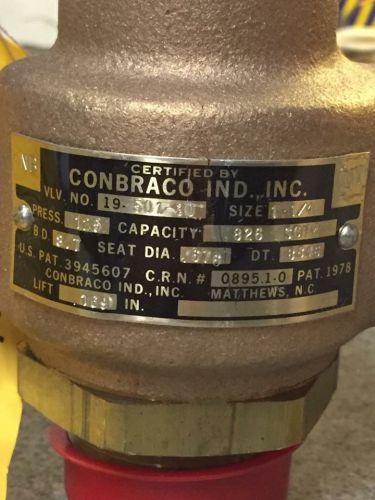 1 1/4&#034; x 1 1/4&#034; 19-501-30  Hi Pressure Safety Valve Air Conbraco NOS