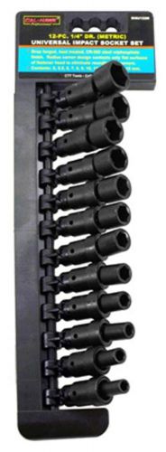 12-pc. 1/4&#034; Drive Universal Swivel Impact Socket Set - Metric