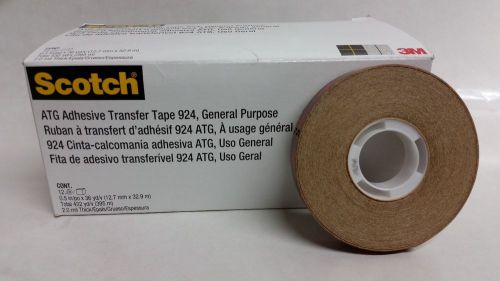 3M 924 1/2 in x 36yds ATG Adhesive Transfer Tape 2.0 mil Carton of 12 Rolls