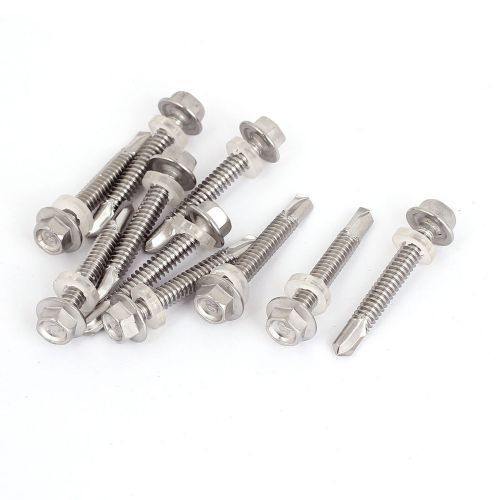 10pcs M5.5 x 38mm Roofing Flanged Hex Washer Head Self-Drilling Tek Screws