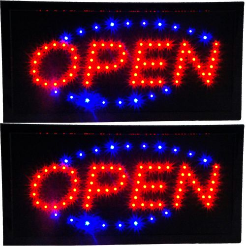 2 bright animated led open signs store shop display lights neon bar sign pub two for sale