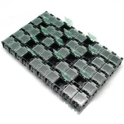 50pcs black mini component smt smd kit storage laboratory screws box unbranded for sale