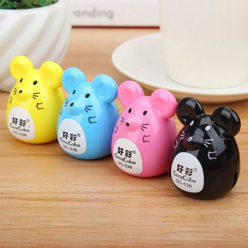 Lovely Cartoon Mouse Design Plastic Pencil Sharpener Penknife Gift Set of 4 Pcs