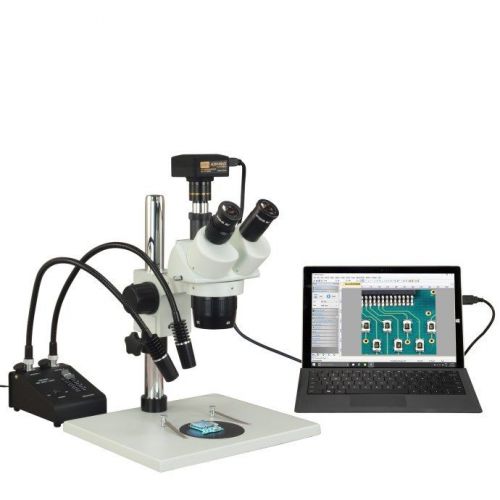 Trinocular 10x-20x-40x-80x 14mp usb3.0 stereo microscope+6w led gooseneck light for sale