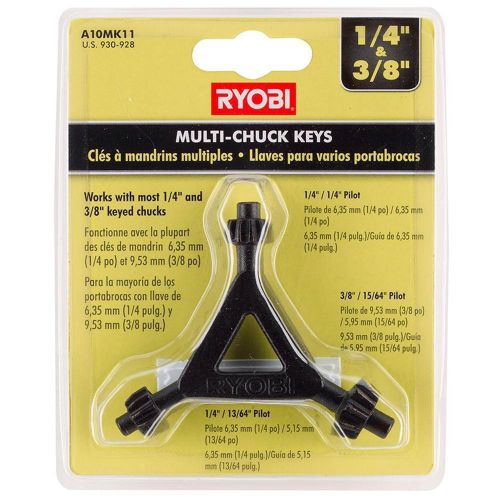 Ryobi 1/4 in. Multi-Chuck Key, Durable metal construction, Green, A10MK11, New