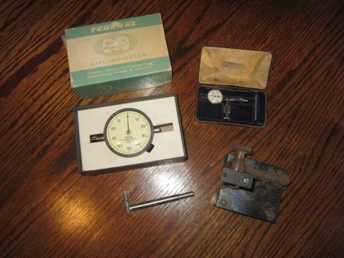 Vintage dial indicator lot,  federal d81 .001, gem cleveland, o., base for sale