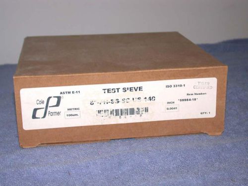 NIB Cole-Parmer Tyler 8&#034;-FH-SS-SS-US-140 05984-18 ASTM E11 Standard Test Sieve