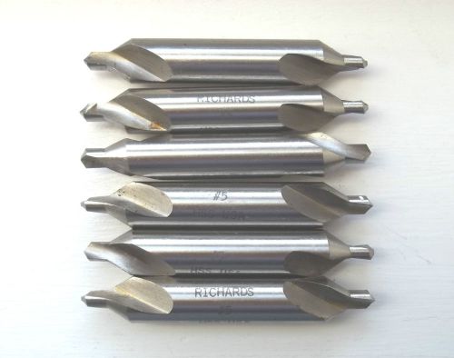 6 New #5 x 7/16&#034; x 2-3/4&#034; Richards HSS Center Drills / Countersinks