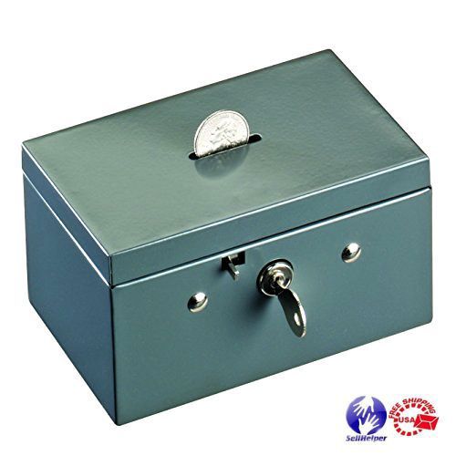 STEELMASTER Small Cash Box with Coin Slot, Disc Lock, 3.2 x 0.95 x 3.7 Inches, G