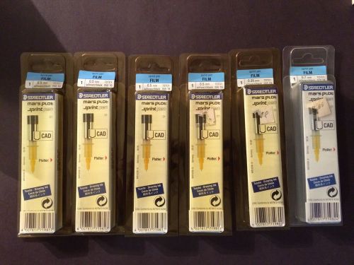 6 Staedtler Mars Plot Sprint Pens Film .5 mm .7mm .35mm Black free shipping