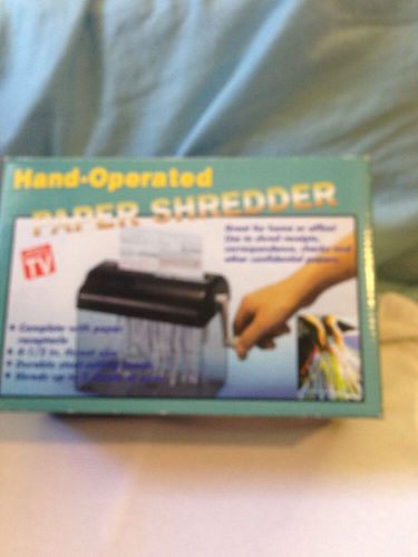 new nib Desk Top Paper Shredder Hand Operated Strip Cut Plastic Crank