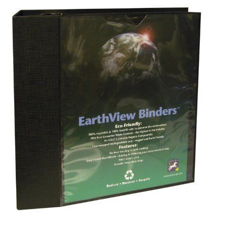 Aurora GB EarthView Storage Binder, 4 Inch D-Ring, 8 1/2 x 11 Inch Size, Black,