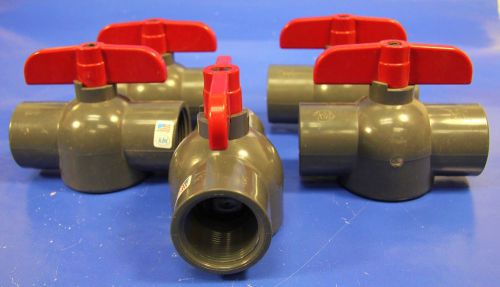 Lot of 5 1 1/4&#034; PVC Ball Valves -- Threaded Fitting--Model EBVG-1250-T by KBI