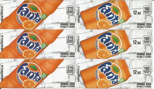 Vending Machine Label (6) FANTA Orange 20oz Bottle 12oz Can Tag