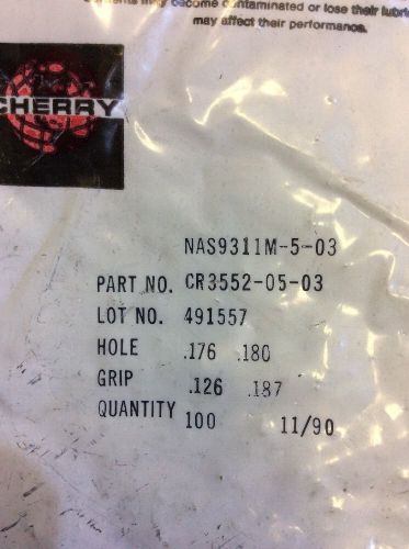 NEW CherryMax Rivets CR3552-05-03 NAS9311M-5-03 10 pack Textron Aircraft Rivets