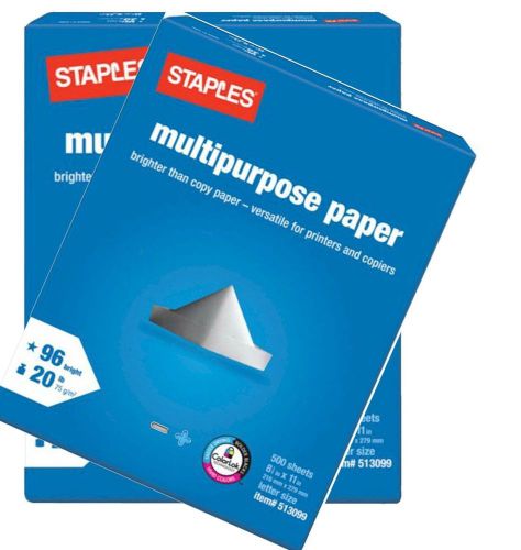 Staples Multipurpose Paper, 8 1/2&#034; x 11&#034;, 500/Ream (513099-BL)