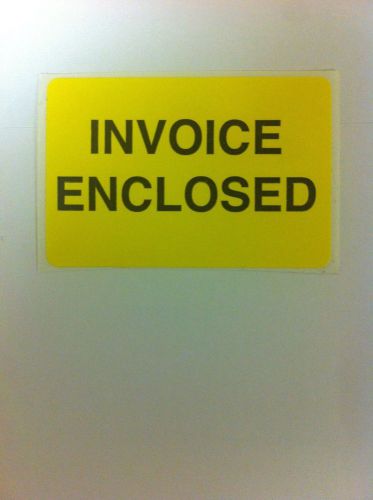 &#034;INVOICE ENCLOSED&#034; 2 X 3 YELLOW PRESSURE SENSITIVE LABELS 250 / ROLL