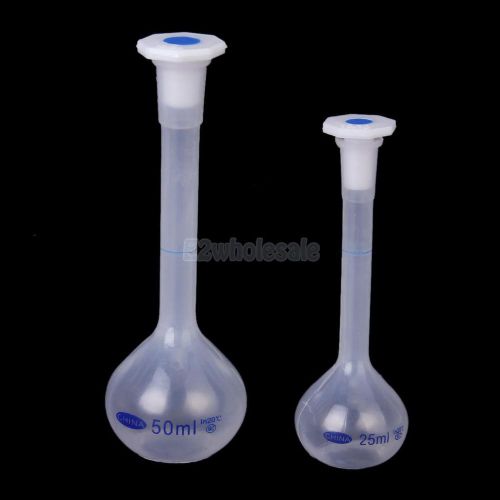 50ml Lab Volumetric Flask Measuring Bottle Graduated Container With Cap Plastic