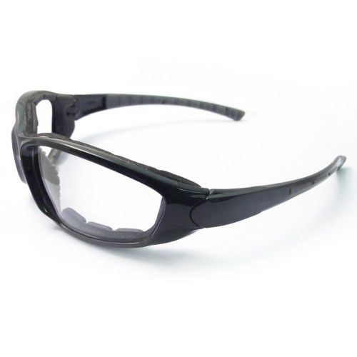 ERB SAFETY GLASSES AMMO BLACK CLEAR LENS ANTI-FOG FOAM LINED ANSI ERB-15410