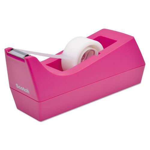 Desktop Tape Dispenser, 1&#034; Core, Weighted Non-Skid Base, Hibiscus