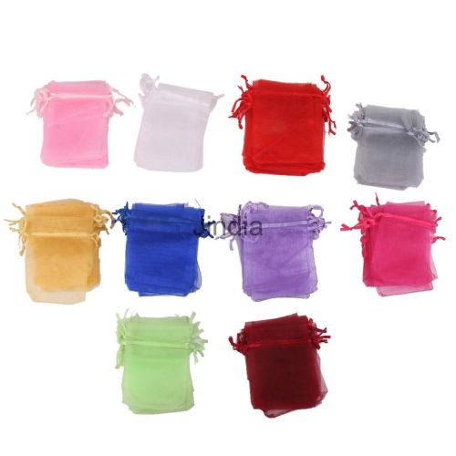 100pcs Drawstring Organza Jewelry Packing Bags Pouch Wedding Party Gift Bags