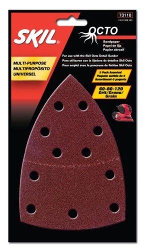 SKIL 73110 Octo Sandpaper 60-80-120 Grit Variety - 5 Pack