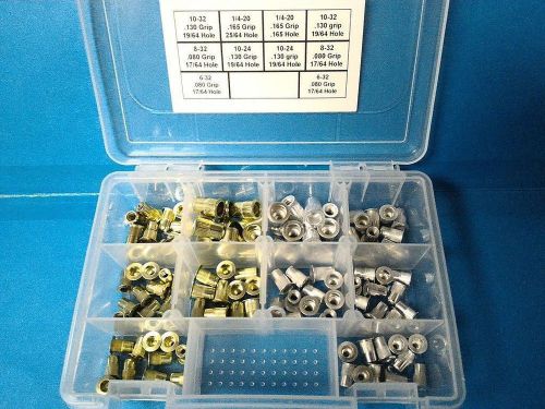 100 blind rivet nuts kit ribbed aluminum/steel rivnuts riv nut nutsert nutserts