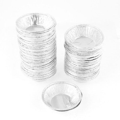 uxcell Kitchen Baking Circular Egg Tart Tins Cake Cups 240 Pcs Silver Tone