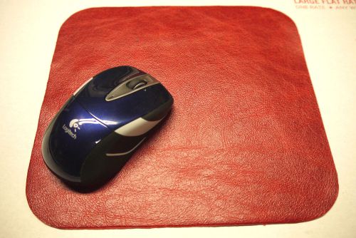 Genuine Leather Mouse Pad  Lacquer Red  Made in USA