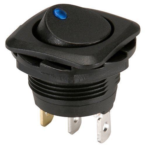 NTE Electronics 54-645-B Round Hole Illuminated Rocker Switch, Square Bezel,