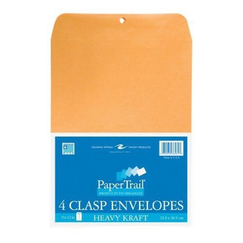 Roaring Spring Clasp Envelopes. 9&#034; x 12&#034;, 4/pack