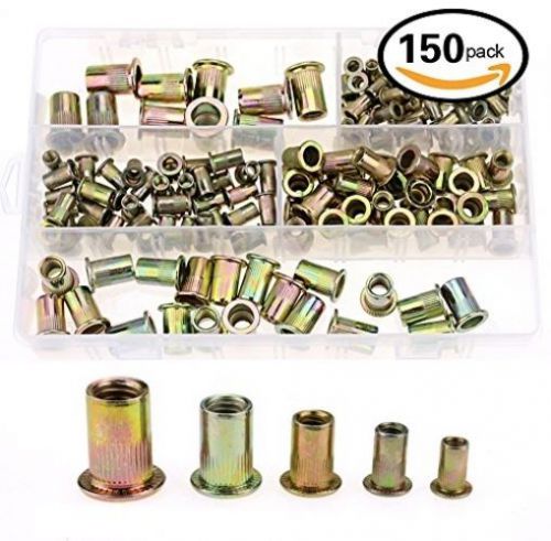 Hilitchi 150pcs mixed zinc plated carbon steel rivet nut threaded rivnut insert for sale