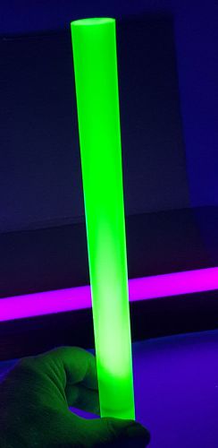 CLEAR GREEN FLUORESCENT ACRYLIC PLEXIGLASS LUCITE ROD 1” DIAMETER 18” INCH LONG