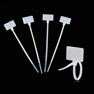 Amgate 100 Pcs Write on Ethernet Wire Zip Ties Cable Mark Tags Nylon Power Label