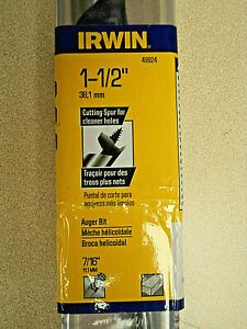 IRWIN 49924 WOOD AUGER BIT I-100 1-1/2&#034; wide X 9-1/2&#034; long