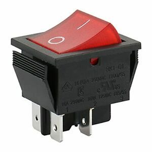 Baomain SOKEN Red Light DPST ON/OFF Snap in Boat Rocker Switch 4 Pin 16A/250V UL