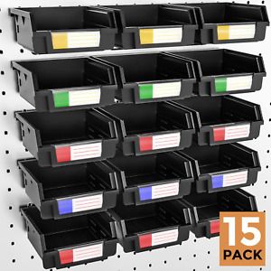 Plastic Pegboard Bins Storage Set Hooks Small Parts Workbench Craft Organizer 15