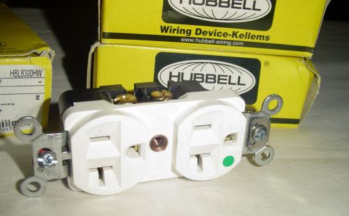 QTY (3) HUBBELL HBL8300HW WHITE HOSPITAL GRADE EXTRA HEAVY DUTY RECEPTACLES 20A