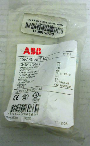 ABB  CE4P-10R-11  Emergency Stop Pushbutton, , 1 NO + 1 NC, Pull release 40mm