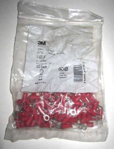 New 3m 94725 vinyl insulated ring terminal 22-18 awg 100 pack red #6 for sale