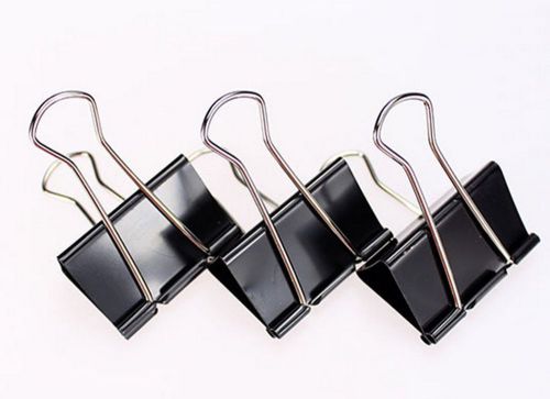 12 x Metal Office Binder Clip 15mm width Black Clamp