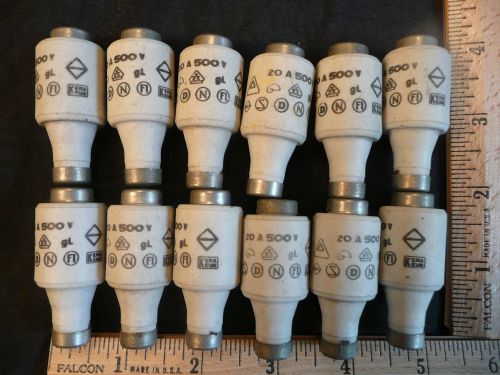 Lot of 12, 20amp 500v  bottle fuses.